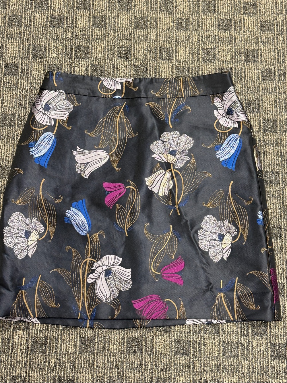 Ann Taylor Factory Metallic Floral Jacquard Mini Skirt Size 8